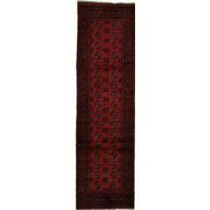  28 x 94 Red Hand Knotted Wool Afghan Runner Rug 