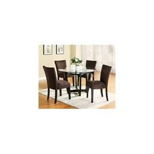  5 Piece Dinette Set with Round Glass Table Top in 