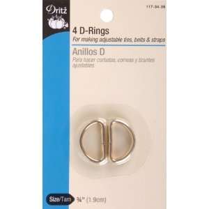  Metal D Rings 3/4 4/Pkg Gilt