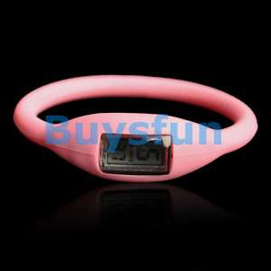 Pink Silicone LCD Digital Sports Wrist Watch for Girls  