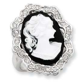   Designer Jewelry Gift Sterling Silver Cz Cameo Ring Size 6.00 Jewelry