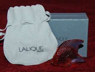 LALIQUE FISH OPAQUE PINK #16 MIB WITH LALIQUE POUCH MAGNIFICENT 