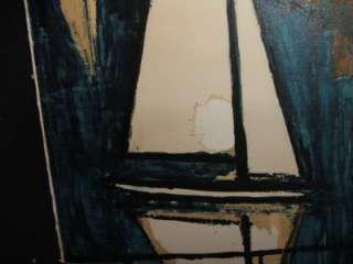   Bernard Buffet Original SAIL BOAT Painting (Print) Mid Century Modern