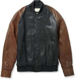   and jackets  Leather jackets  Two Tone Leather Varsity Jacket