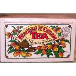 Mlesna Peaches N Cream Flavored Teas (25 Tea Bags)   Wooden Box 