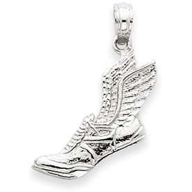 14k Yellow or White Gold Track Running Shoe with Wings  