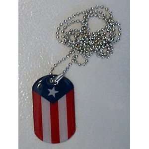 Puerto Rico Flag Dog Tag Chain