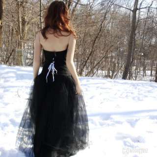 Black Formal Prom Wedding Long Tulle Skirt Gothic Bride  