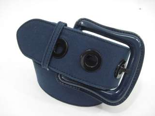 DESIGNER Navy Canvas Wide Belt Patent Leather Buckle ML  