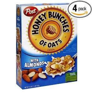 Post Honey Bunches of Oats, Almond, 16 Ounce Box (Pack of 4)  