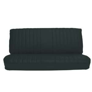   Front Charcoal Leather Bench Seat Upholstery with Pleated Inserts