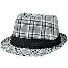   White Plaid Ribbon Fedora Trilby Stetson Homburg Large XLarge XL Hat