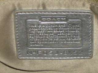 COACH Khaki/Brown Signature Jacquard Metallic Leather Sequin Beaded 