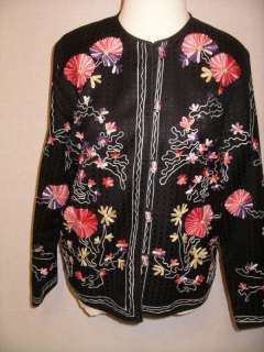 ALEX KIM Black Asian Inspired Embroidered Jacket   M  