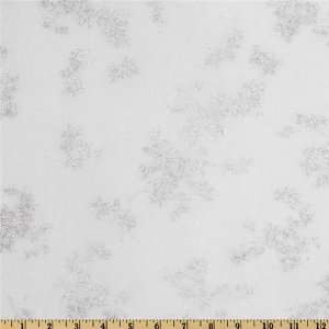 58 Wide Chiffon Glitter Knit Floral White/Prism Fabric 
