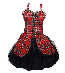 Black Pistol Mini Kleid Dress Punk Tartan red S XL  