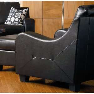   Contemporary Chair in Rich Black Bonded Leather Furniture & Decor