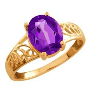  1.66 Ct Oval Purple Amethyst 18k Rose Gold Ring Jewelry