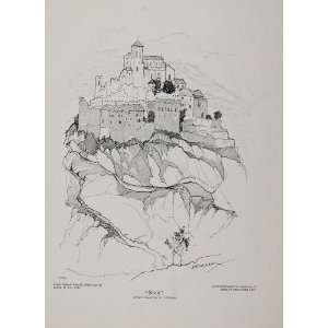  1929 Sion Switzerland Castle Hilda Cowham Print   Original 