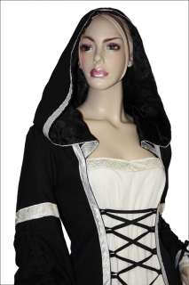 LUNA schwarz creme Mittelalter Kleid Gewand Gothic Elben Kostüm Gr 