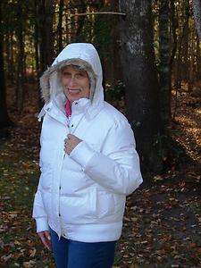 White Ely Faux Fur Trimmed Hooded Jacket with Poly/Down Fill  