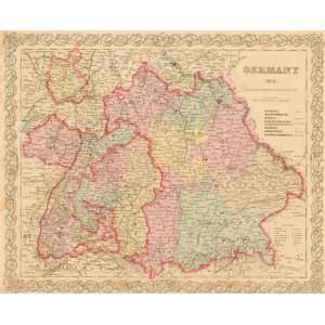  Colton 1855 Map of Southern Germany Electronics