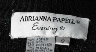 Adrianna Papell Evening Black Beaded Metallic Knit Sleeveless Dress Sz 