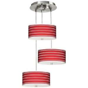  Bold Red Stripe 3 in 1 Drum Giclee Pendant