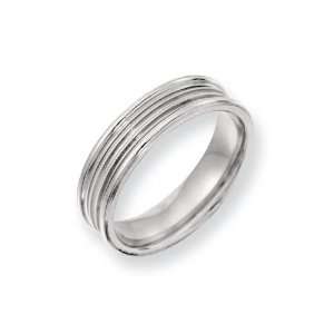  Grooved Beaded Band (6.00 mm) in Titanium Jewelry