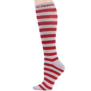   Crimson Gray Striped Knee High Socks 