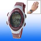 Red Oval Dial LCD Digital Alarm Sports Wrist Watch for Children  