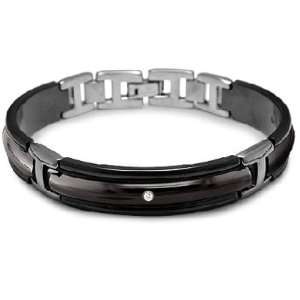  Black Titanium Triple Dome Diamond Bracelet Jewelry