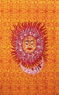 Buddha Sun Moon Batik like Hippie Tapestry Wall Hanging 90x60 inches 