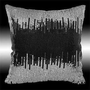 2X SILVER BLACK SEQUINS CUSHION COVERS PILLOW CASES 16  