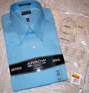 NEW Sealed 16 34/35 ARROW FITTED W/F DRESS SHIRT Blue Ice $38  