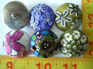Handmade Ceramic Button with Metal Base Half Dome/Shank  