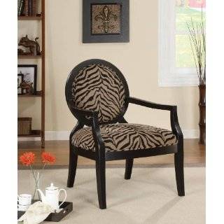 Coaster 900213 Louis Style Accent Chair with Exposed Wood Arms, Zebra 