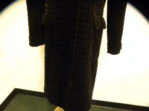 KENNETH COLE black velour quilted long coat S  