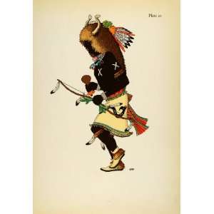 1941 Lithograph Pueblo Indian Mens Tribal Tablita Dance Costume 