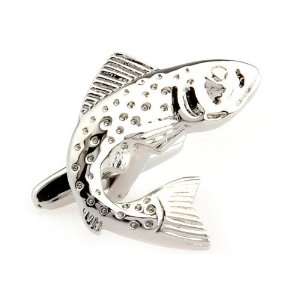  Silver Trout Fish Cufflinks Cuff links Jewelry