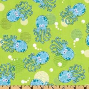   Deep Sea Octopus Green/Blue Fabric By The Yard Arts, Crafts & Sewing