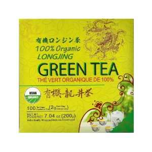   Brand 100% Organic Longjing Green Tea, 100 Tea Bags, 7.04 oz. (200g