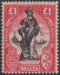 MALTA KGV 1925 £1 Upright Watermark Sc114 SG140 NH  