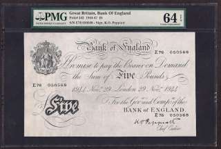 GREAT BRITAIN , ENGLAND 1944 5 POUNDS P#342 ***  