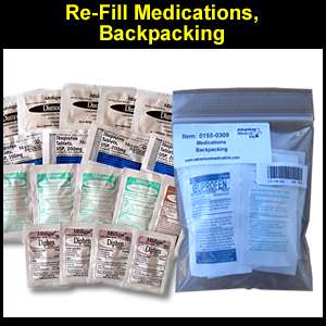 Refill Medications for First Aid Kits, Backpacking  