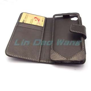   GENUINE LEATHER CASE COVER POUCH + LCD FILM BOOK FOR APPLE IPHONE 4 4G