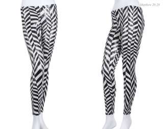 Black and White Zig Zag Leggings Tights Skinny Pants VARIOUS SIZE 