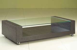 Contemporary Modern GLASS Coffee Table BROWN WOOD Glass  