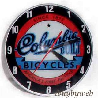 Columbia Bicycles 1950s Style Double Bubble Glass Clock  