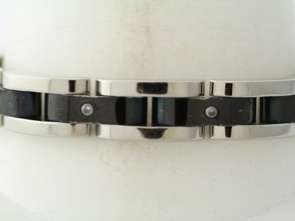 Mens Stainless Steel & Black Ion Diamond Bracelet  